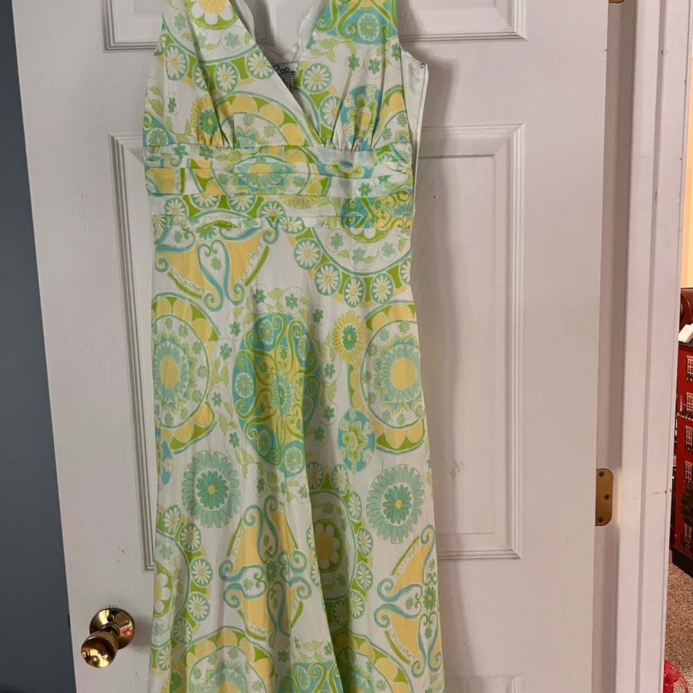 Lilly Pulitzer Green and Yellow Midi Dress
